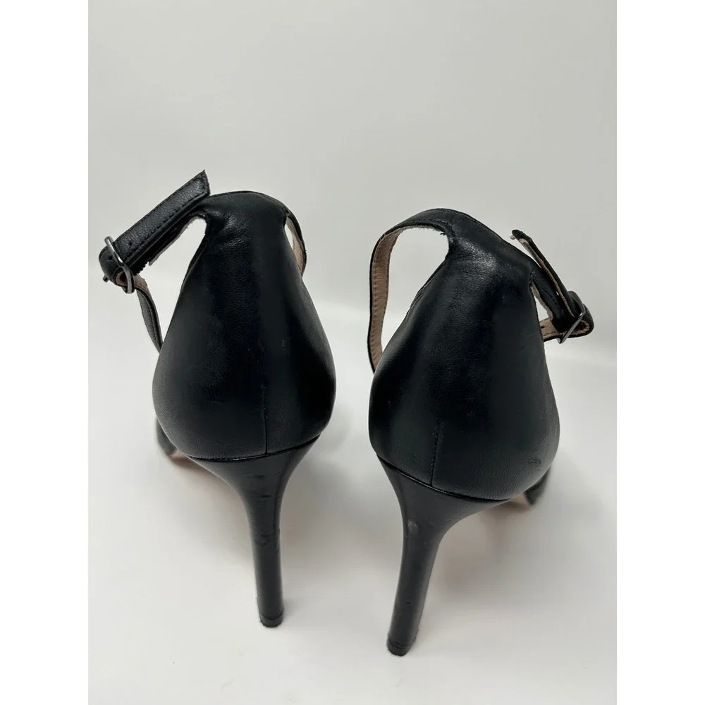 Naturalizer Womens Leather Pointed Toe Asymmetrical Ankle Strap Heels 9.5 Wide